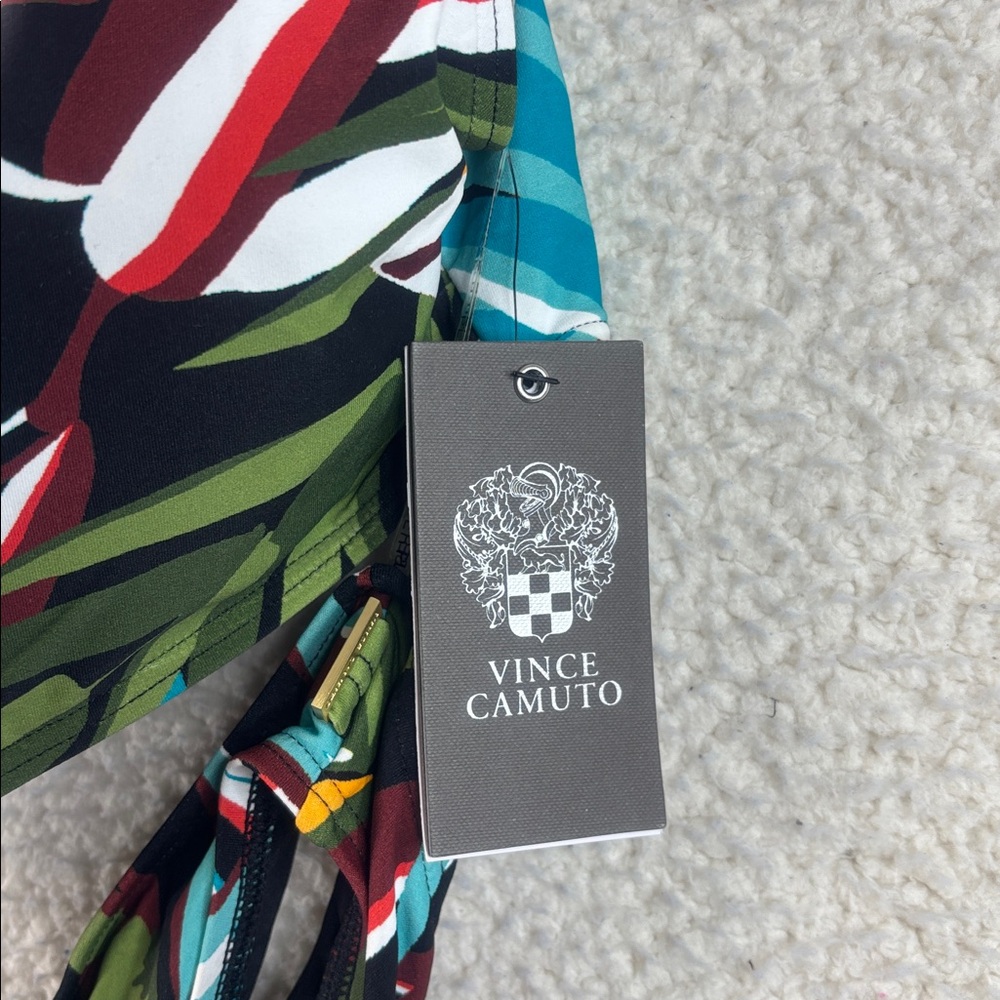NWT Vince Camuto Womens Tropical Print One Shoulder One-Piece Swimsuit Size 14 - Picture 5 of 7